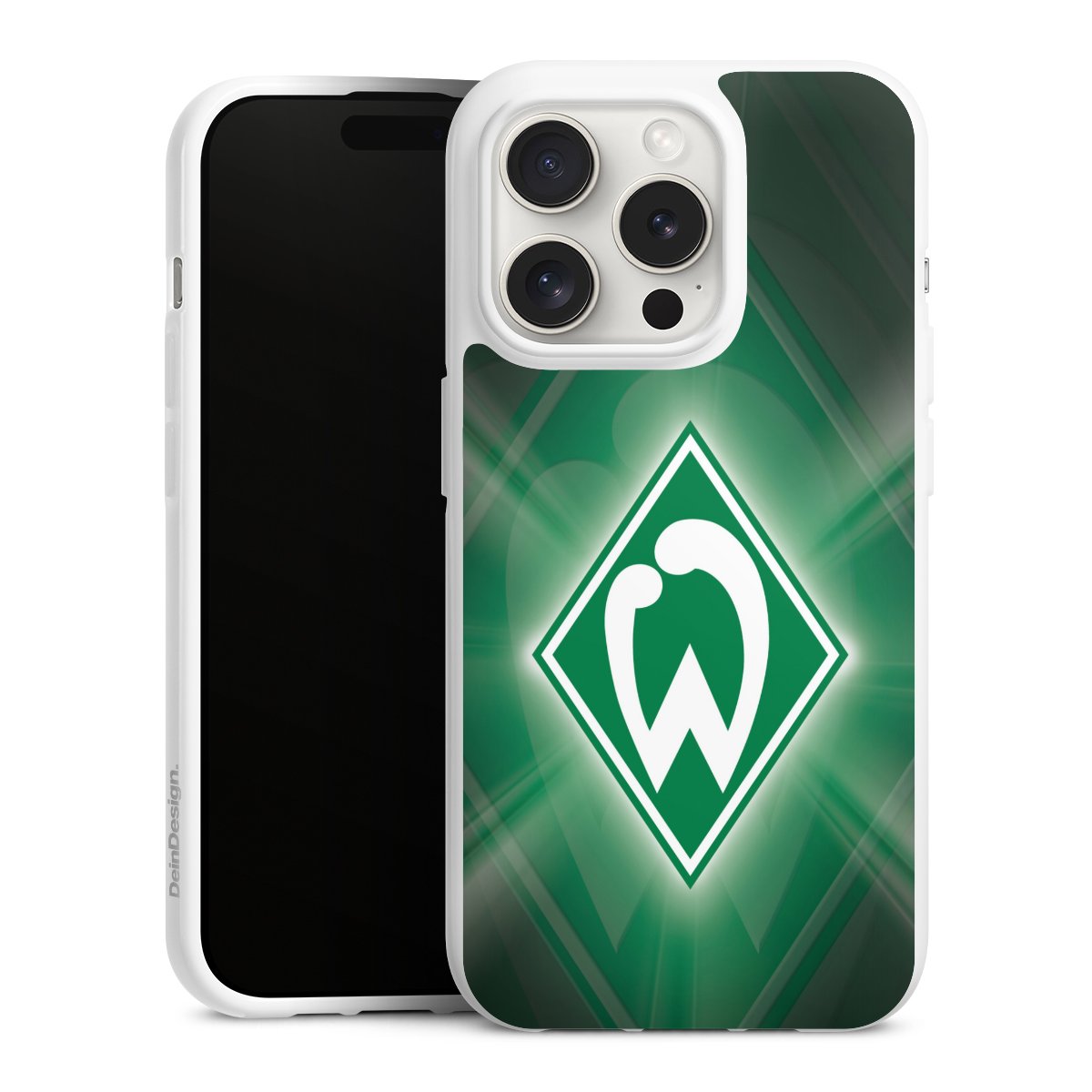 iPhone 15 Pro Handy Silikon Hülle Case weiß Handyhülle Sv Werder Bremen Official Licensed Product Coat Of Arms Silikon Case