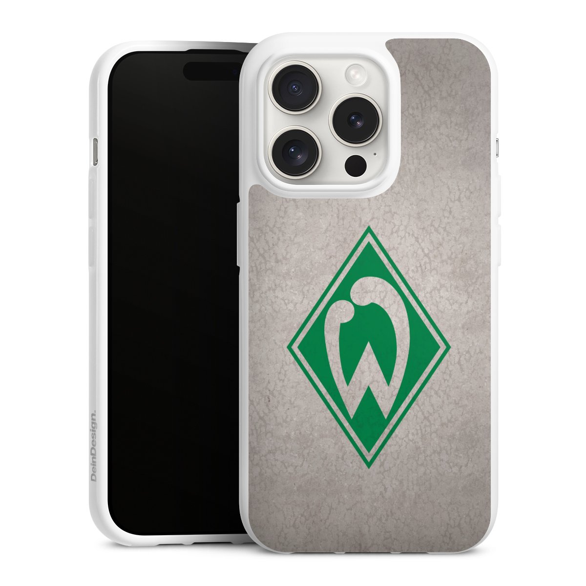 iPhone 15 Pro Handy Silikon Hülle Case weiß Handyhülle Sv Werder Bremen Concrete Official Licensed Product Silikon Case