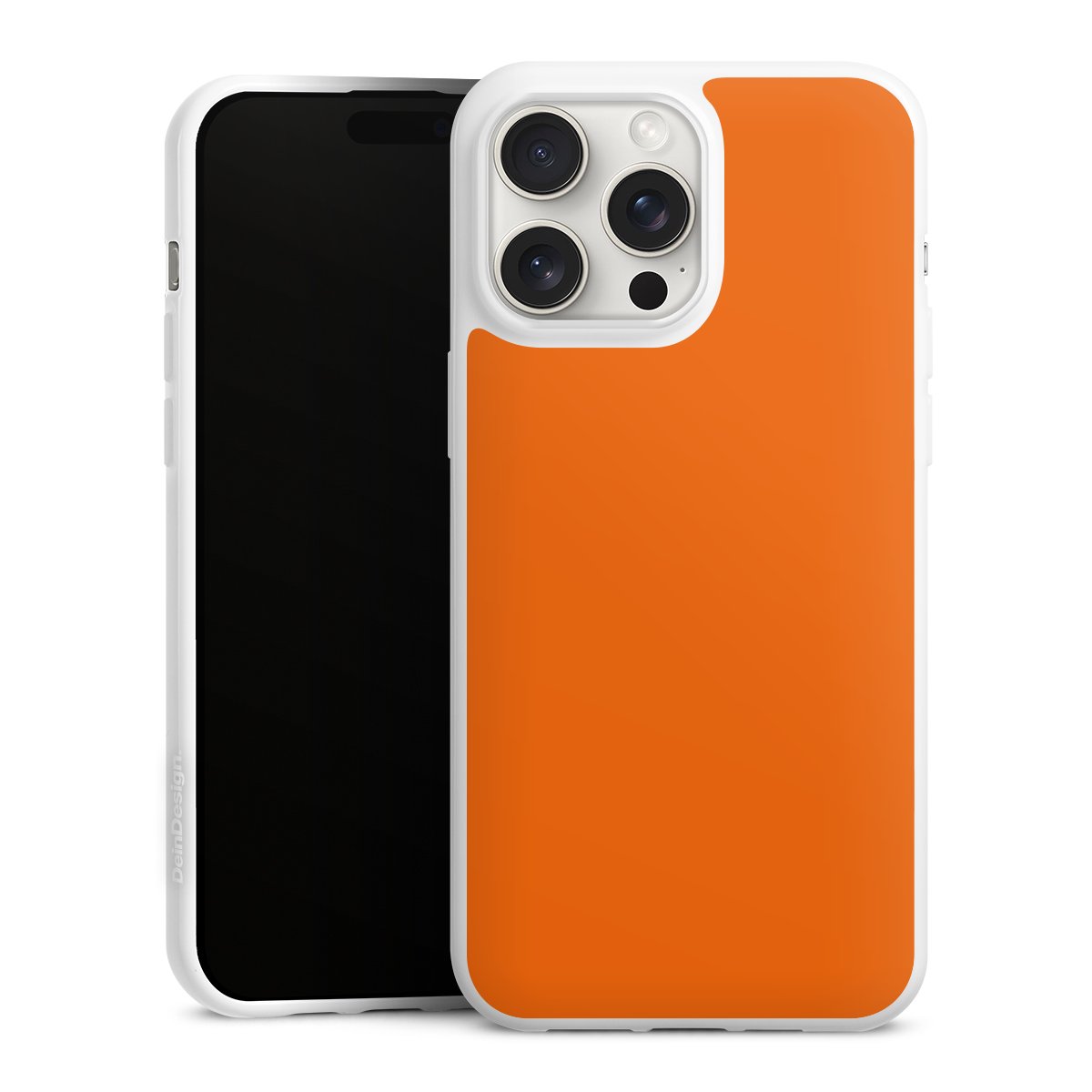 iPhone 15 Pro Max Handy Silikon Hülle Case weiß Handyhülle Orange Colour Unicoloured Silikon Case