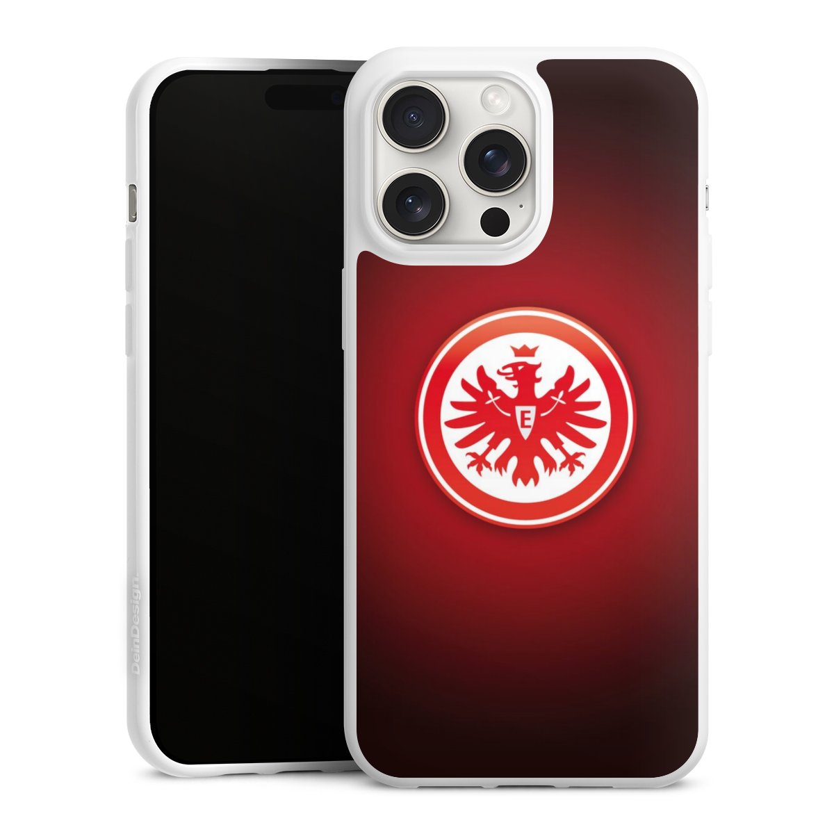 iPhone 15 Pro Max Handy Silikon Hülle Case weiß Handyhülle Eintracht Frankfurt Official Licensed Product Coat Of Arms Silikon Case