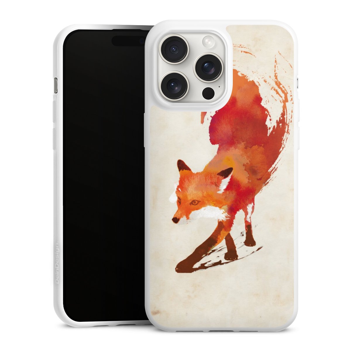 iPhone 15 Pro Max Handy Silikon Hülle Case weiß Handyhülle Fox Graphic Silikon Case