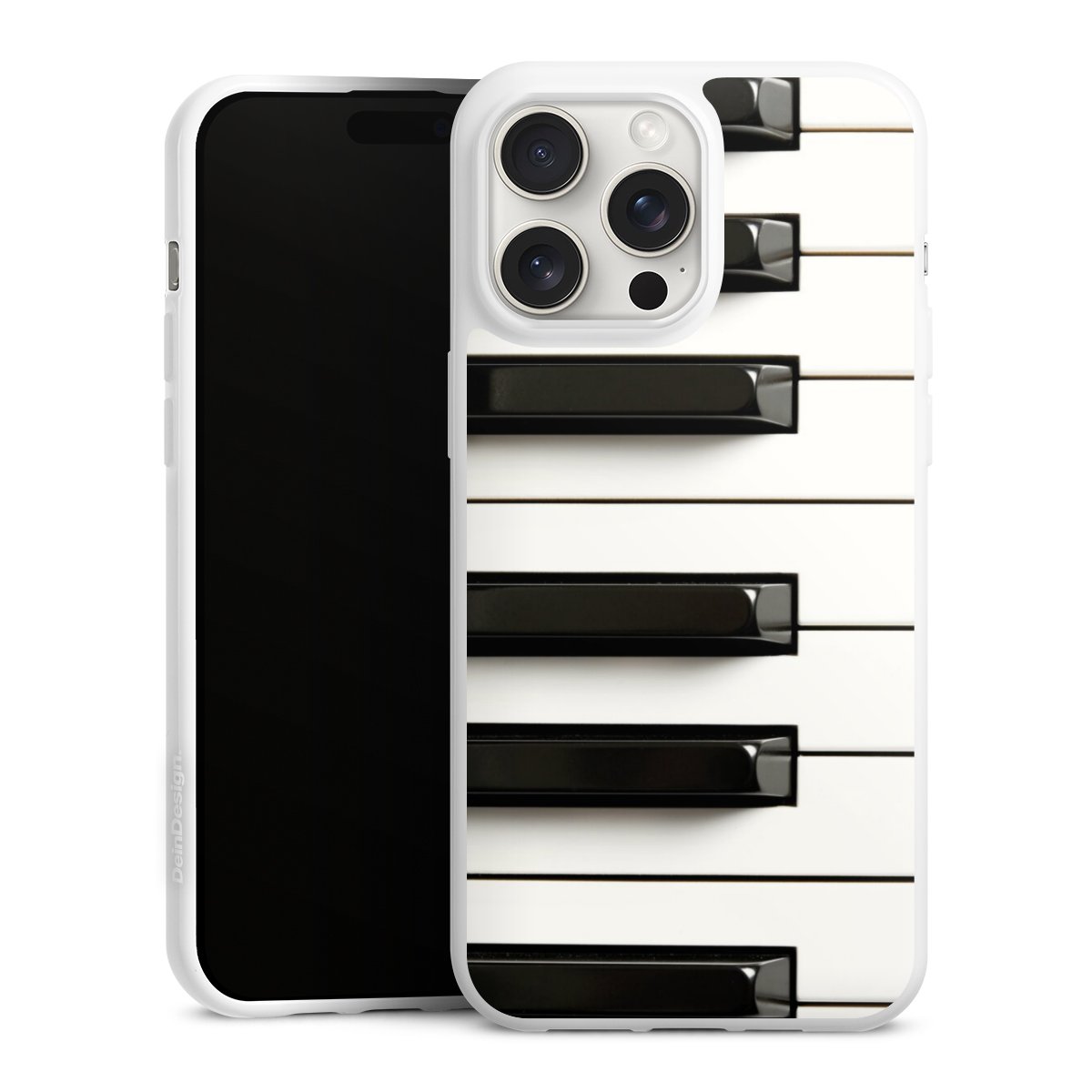 iPhone 15 Pro Max Handy Silikon Hülle Case weiß Handyhülle Klavier Piano Music Silikon Case