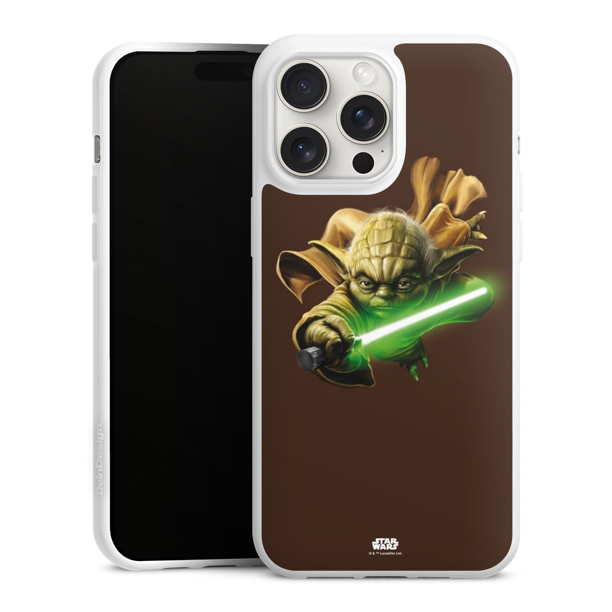 iPhone 15 Pro Max Handy Silikon Hülle Case weiß Handyhülle Yoda Merchandise Star Wars Silikon Case