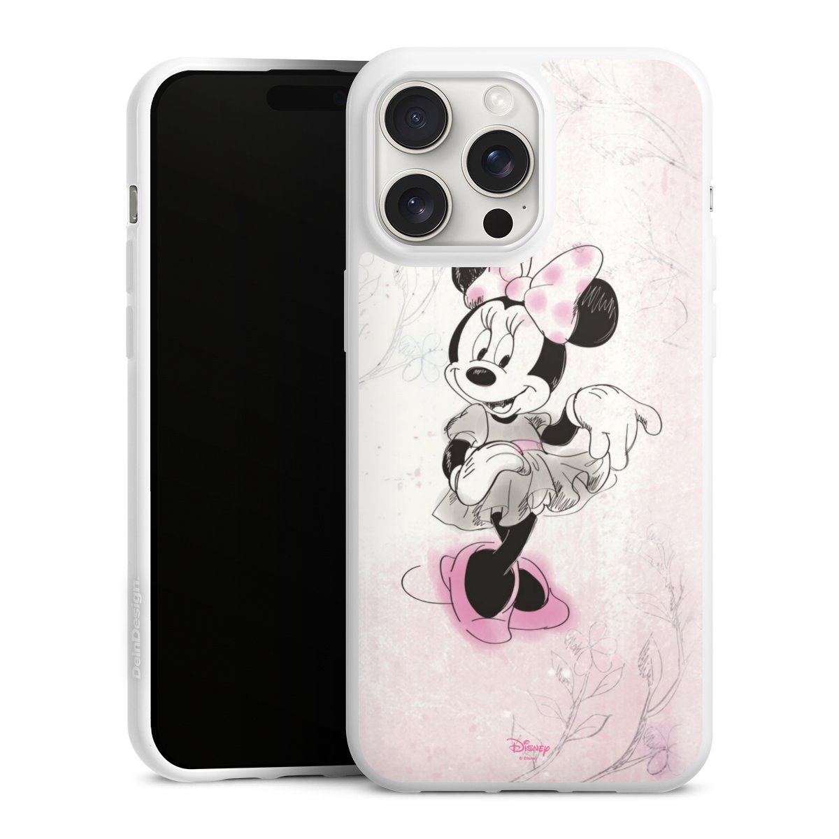 iPhone 15 Pro Max Handy Silikon Hülle Case weiß Handyhülle Disney Minnie Mouse Vintage Silikon Case