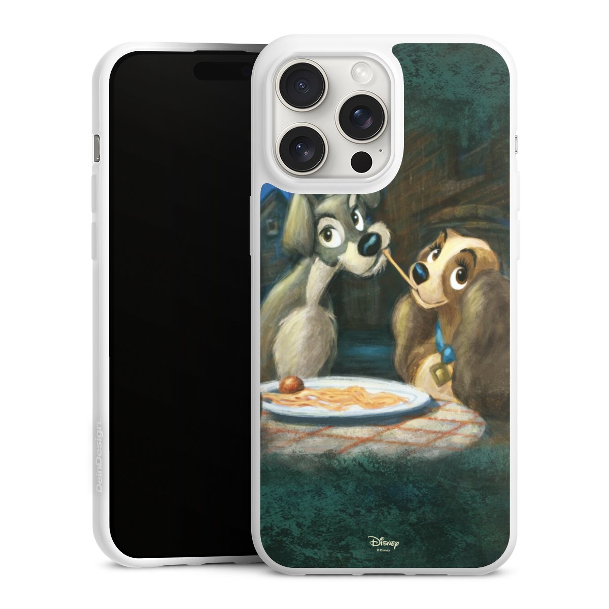 iPhone 15 Pro Max Handy Silikon Hülle Case weiß Handyhülle Lady And The Tramp Official Licensed Product Disney Silikon Case