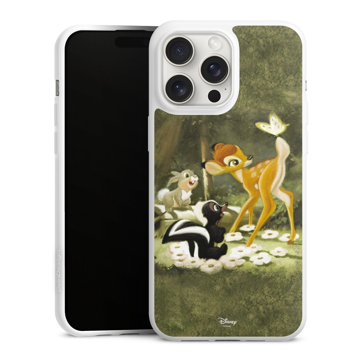 iPhone 15 Pro Max Handy Silikon Hülle Case weiß Handyhülle Disney Official Licensed Product Bambi Silikon Case