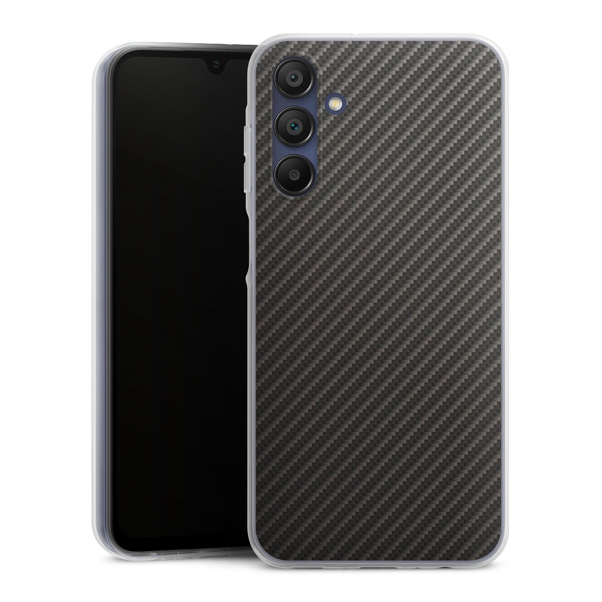 Galaxy A15 5G Handy Silikon Hülle Case transparent Handyhülle Metallic Look Carbon Muster Silikon Case