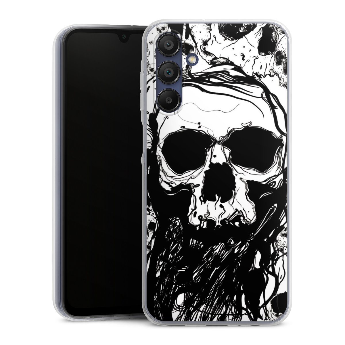 Galaxy A15 5G Handy Silikon Hülle Case transparent Handyhülle Totenkopf Halloween Silikon Case