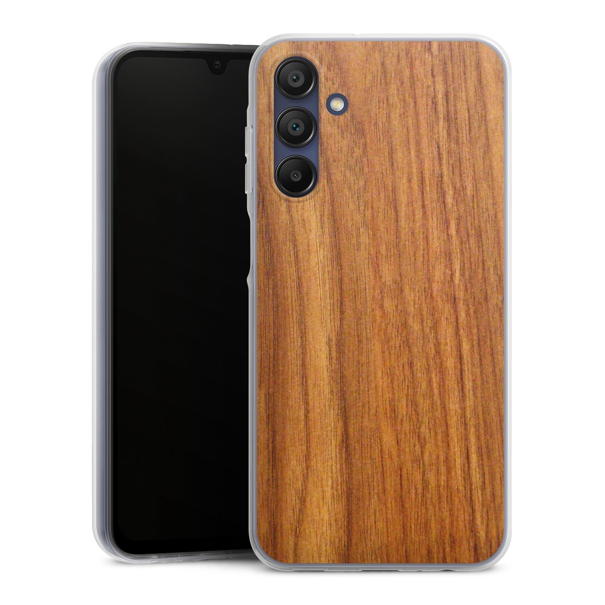 Galaxy A15 5G Handy Silikon Hülle Case transparent Handyhülle Wood Larch Wooden Look Silikon Case