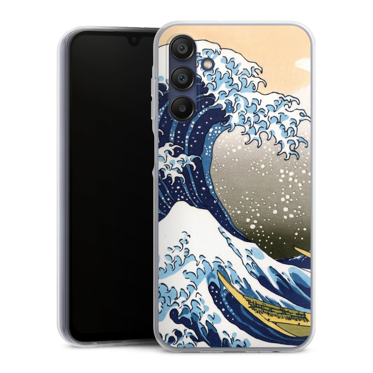 Galaxy A15 5G Handy Silikon Hülle Case transparent Handyhülle Kunst Katsushika Hokusai Die Große Welle Vor Kanagawa Silikon Case