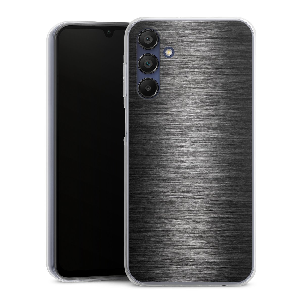 Galaxy A15 5G Handy Silikon Hülle Case transparent Handyhülle Metallic Look Anthracite Metal Silikon Case