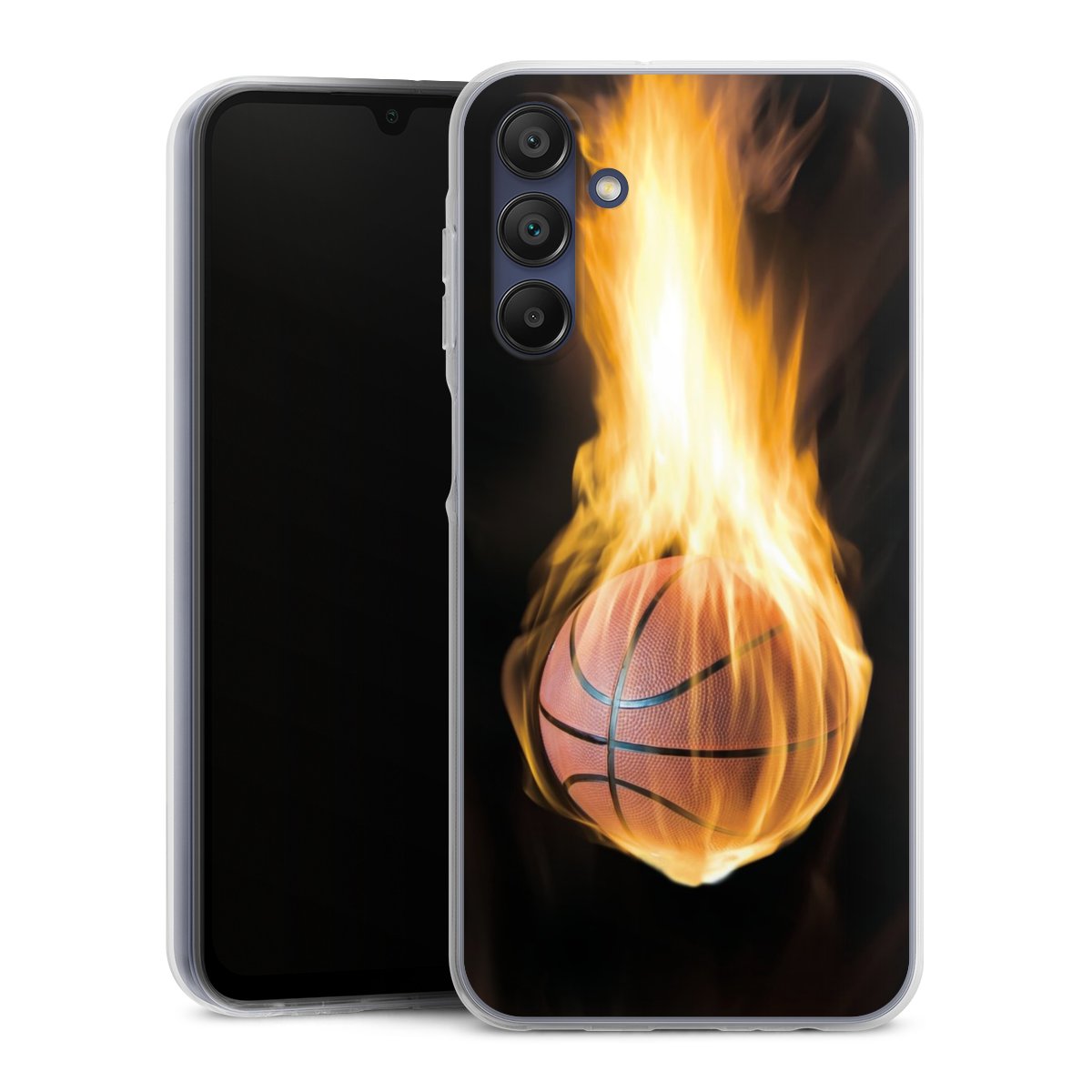 Galaxy A15 5G Handy Silikon Hülle Case transparent Handyhülle Basketball Sports Fire Silikon Case