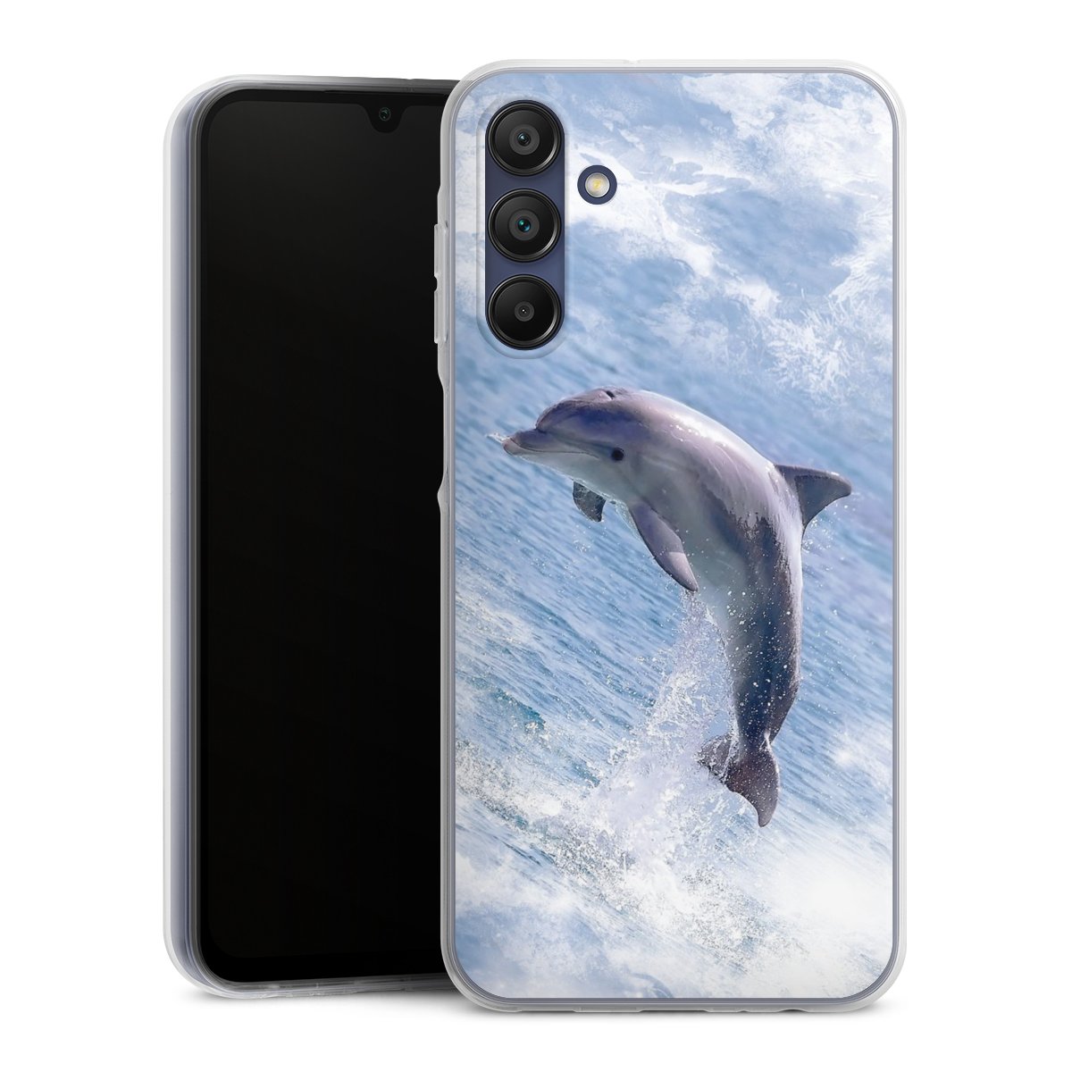 Galaxy A15 5G Handy Silikon Hülle Case transparent Handyhülle Dolphin Ocean Wale Silikon Case