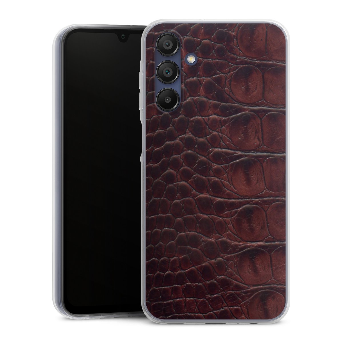 Galaxy A15 5G Handy Silikon Hülle Case transparent Handyhülle Crocodile Animal Print Leather Silikon Case