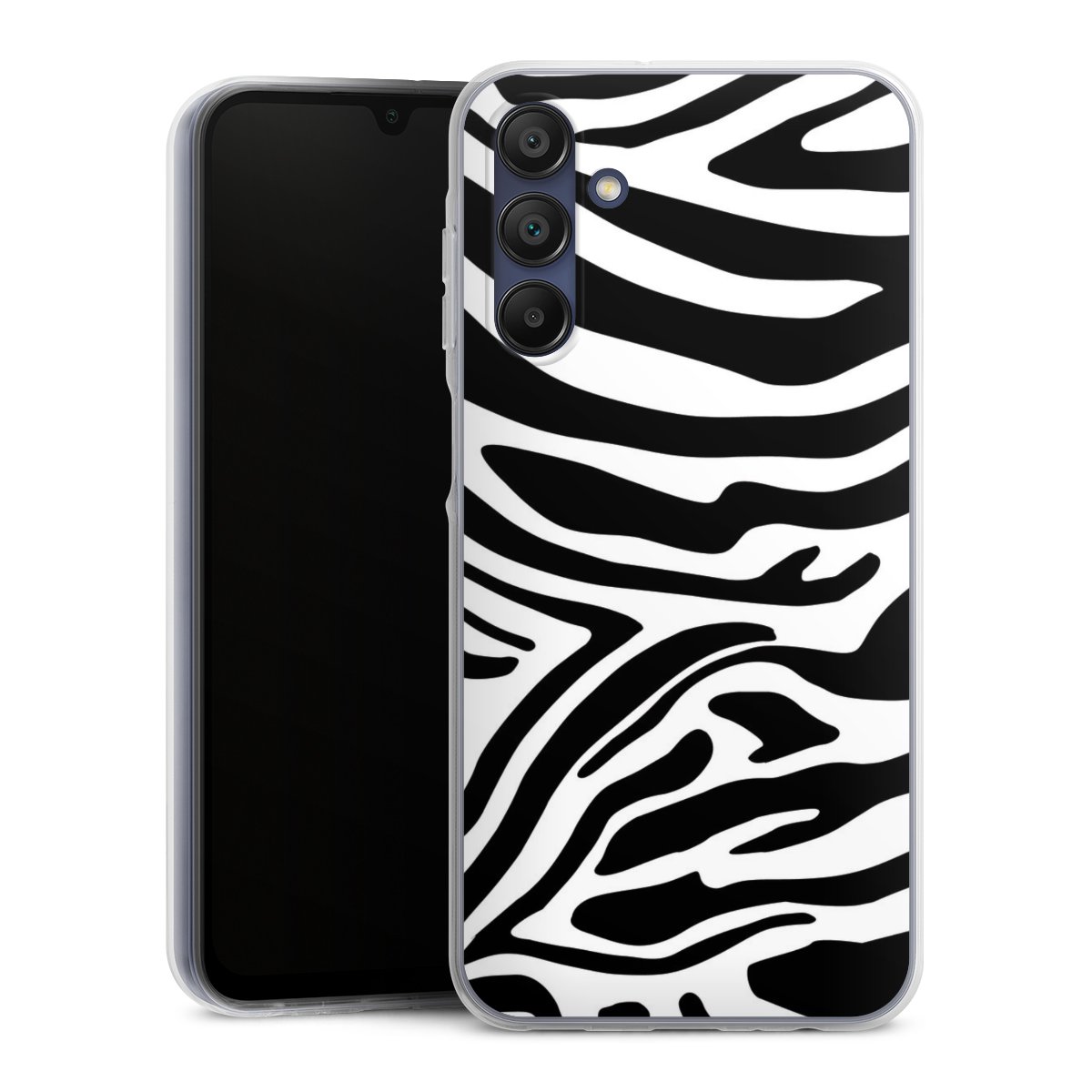 Galaxy A15 5G Handy Silikon Hülle Case transparent Handyhülle Zebra Animal Look Animal Print Silikon Case