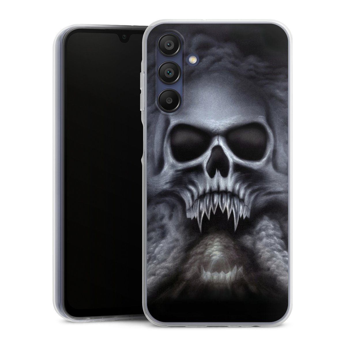 Galaxy A15 5G Handy Silikon Hülle Case transparent Handyhülle Totenkopf Skull Silikon Case