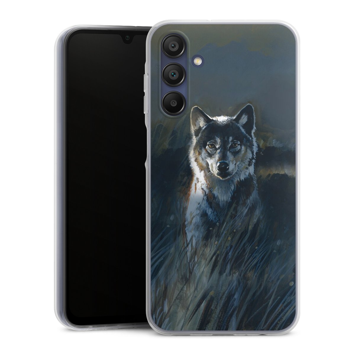 Galaxy A15 5G Handy Silikon Hülle Case transparent Handyhülle Nature Wolf Painting Silikon Case