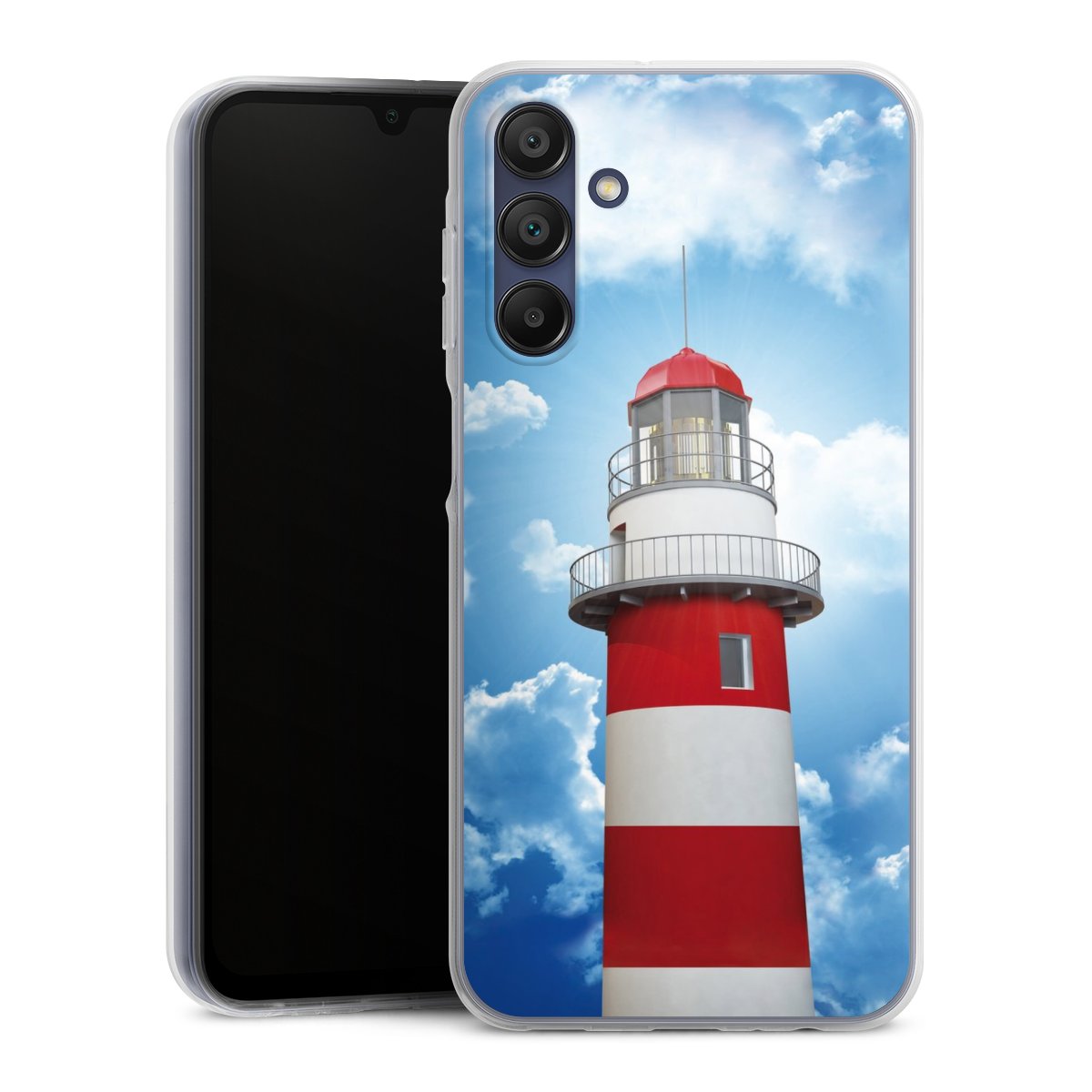 Galaxy A15 5G Handy Silikon Hülle Case transparent Handyhülle Lighthouse Sky Cloud Silikon Case