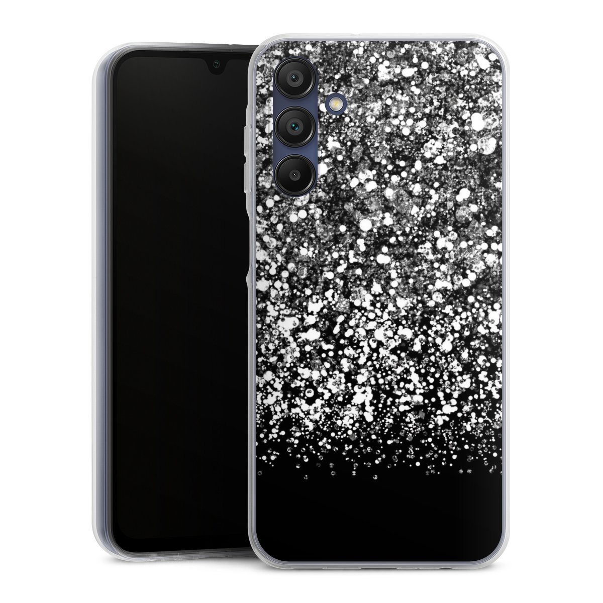 Galaxy A15 5G Handy Silikon Hülle Case transparent Handyhülle Glitzer Snowflake Muster Silikon Case