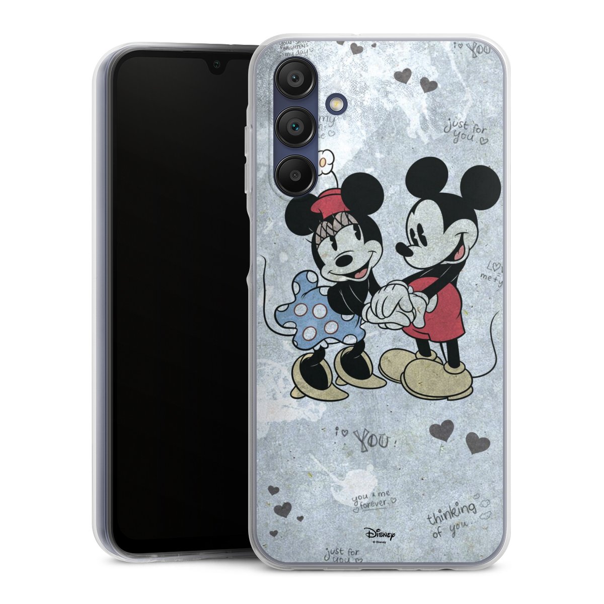 Galaxy A15 5G Handy Silikon Hülle Case transparent Handyhülle Mickey & Minnie Mouse Vintage Disney Silikon Case