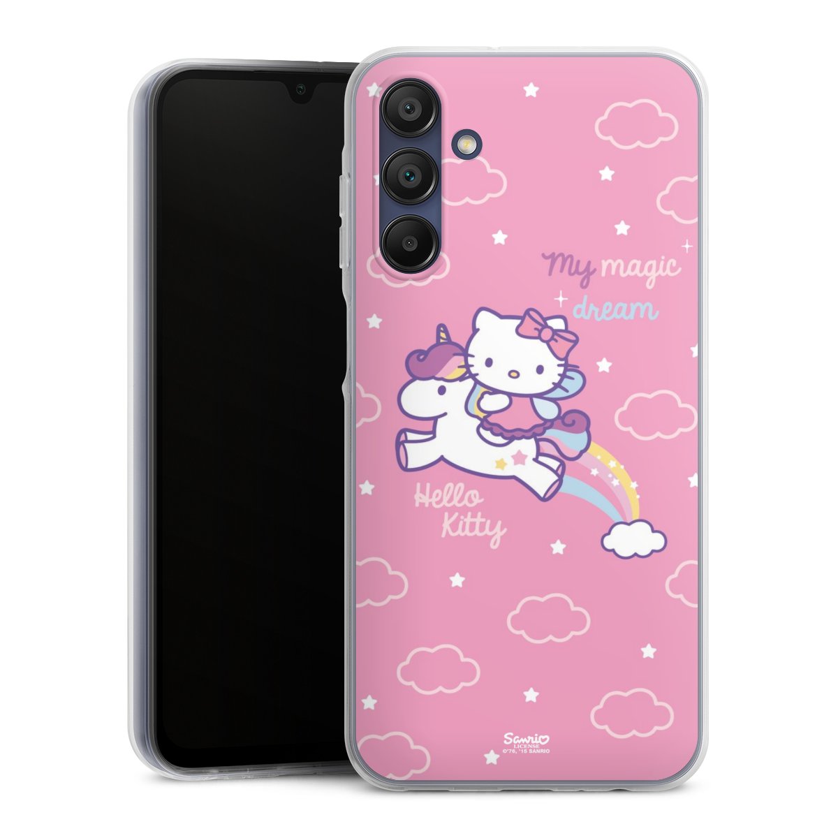 Galaxy A15 5G Handy Silikon Hülle Case transparent Handyhülle Einhorn Official Licensed Product Hello Kitty Silikon Case