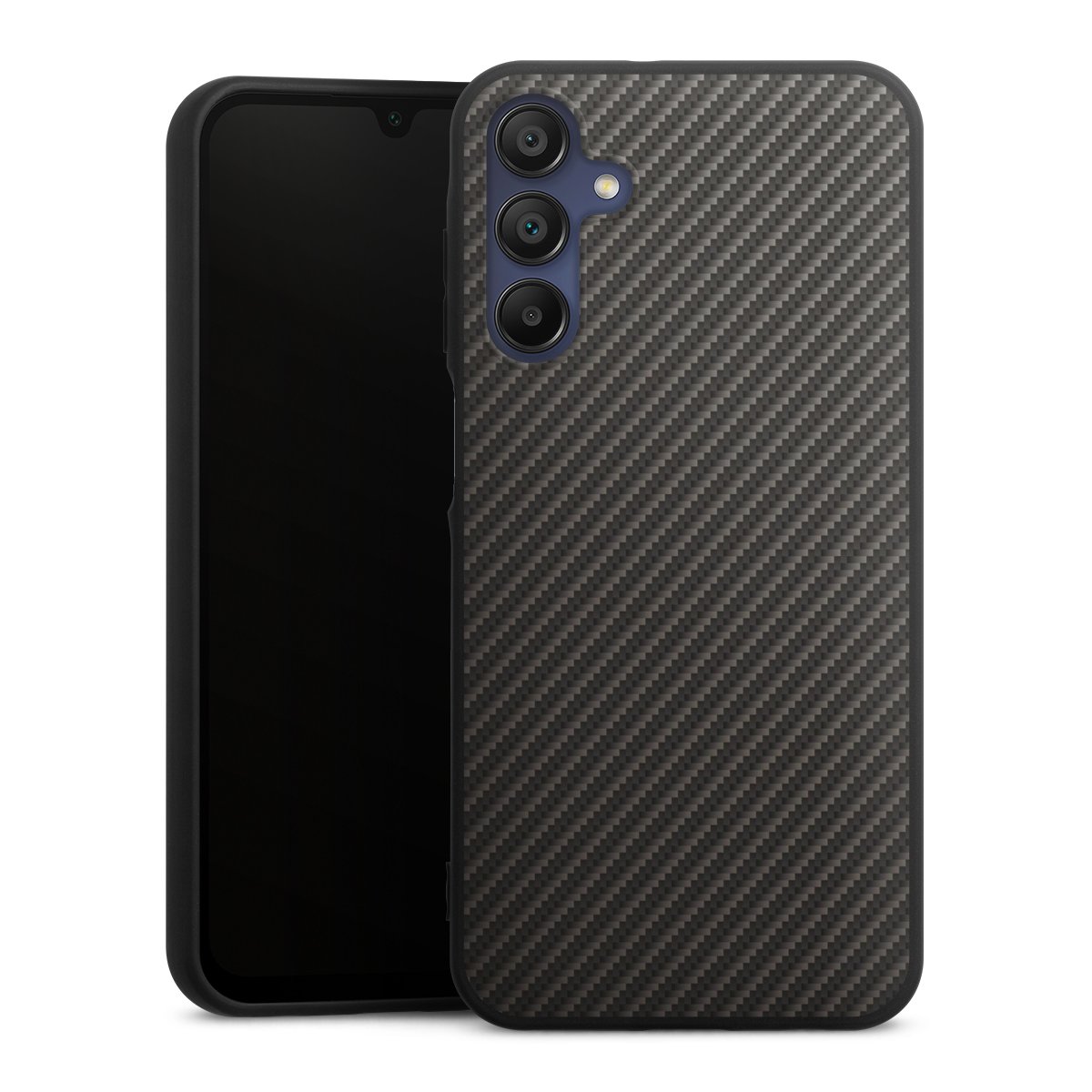 Galaxy A15 5G Handy Premium Silikon Hülle Handyhülle schwarz Case Metallic Look Carbon Muster Silikon Premium Case