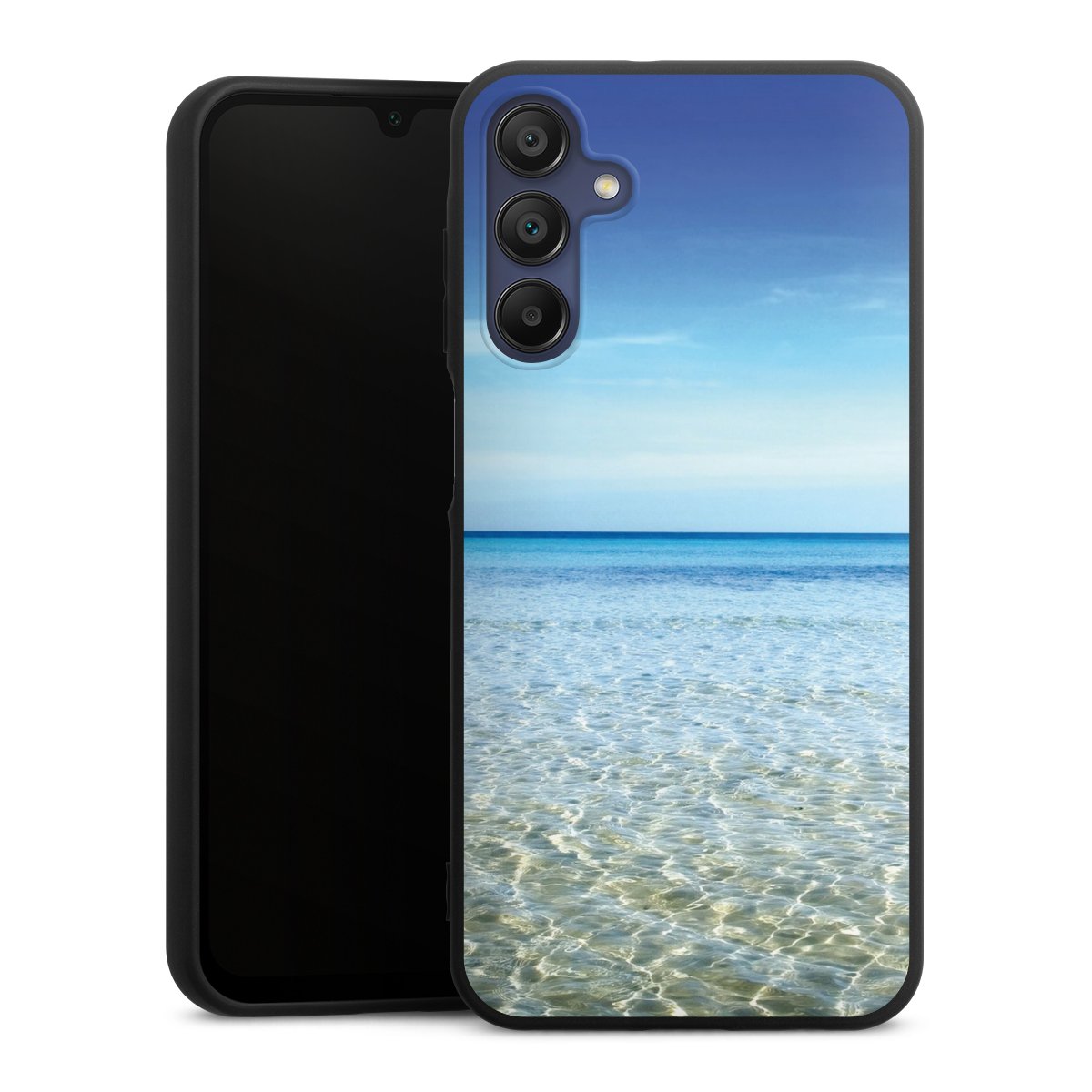 Galaxy A15 5G Handy Premium Silikon Hülle Handyhülle schwarz Case Urlaub Sky Ocean Silikon Premium Case