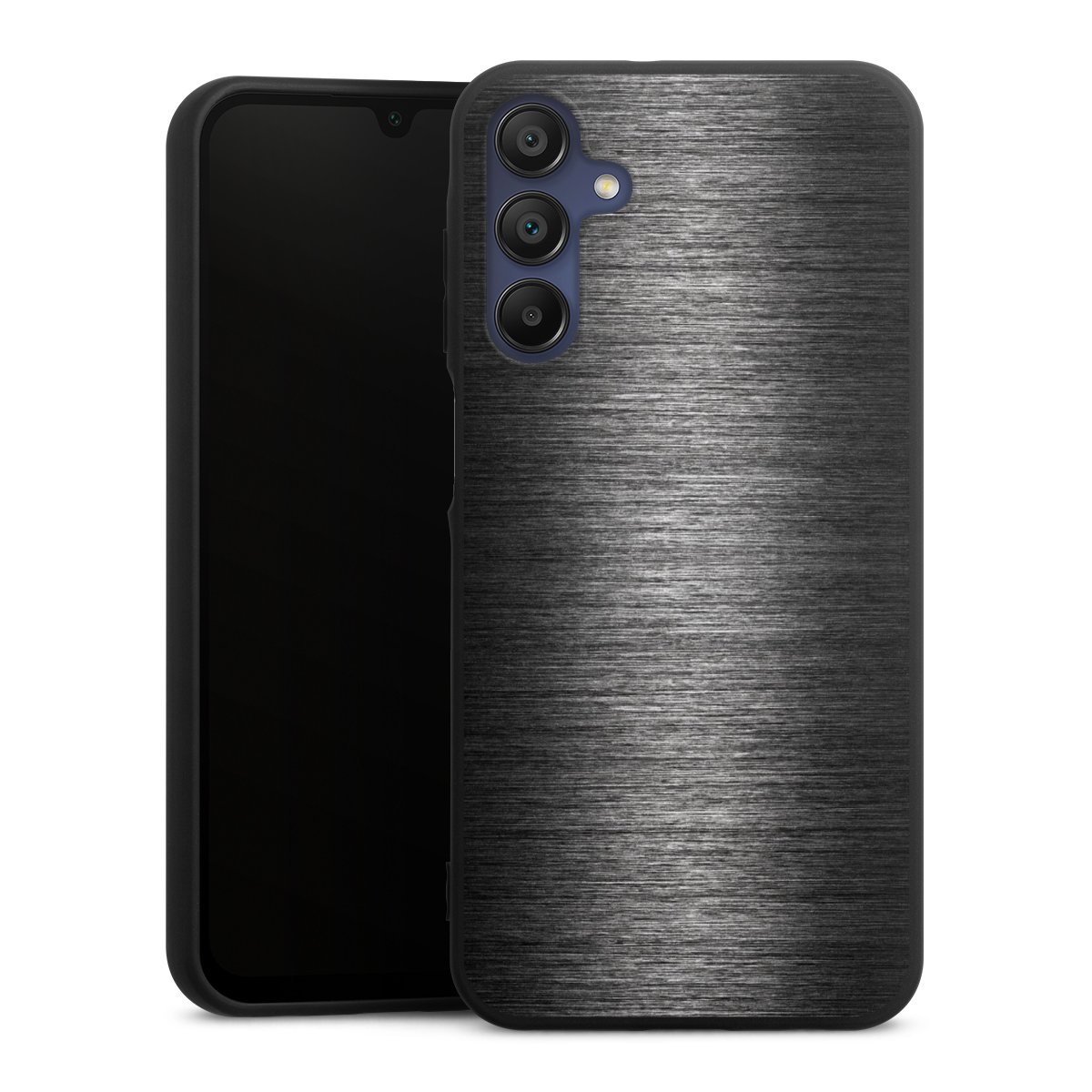 Galaxy A15 5G Handy Premium Silikon Hülle Handyhülle schwarz Case Metallic Look Anthracite Metal Silikon Premium Case