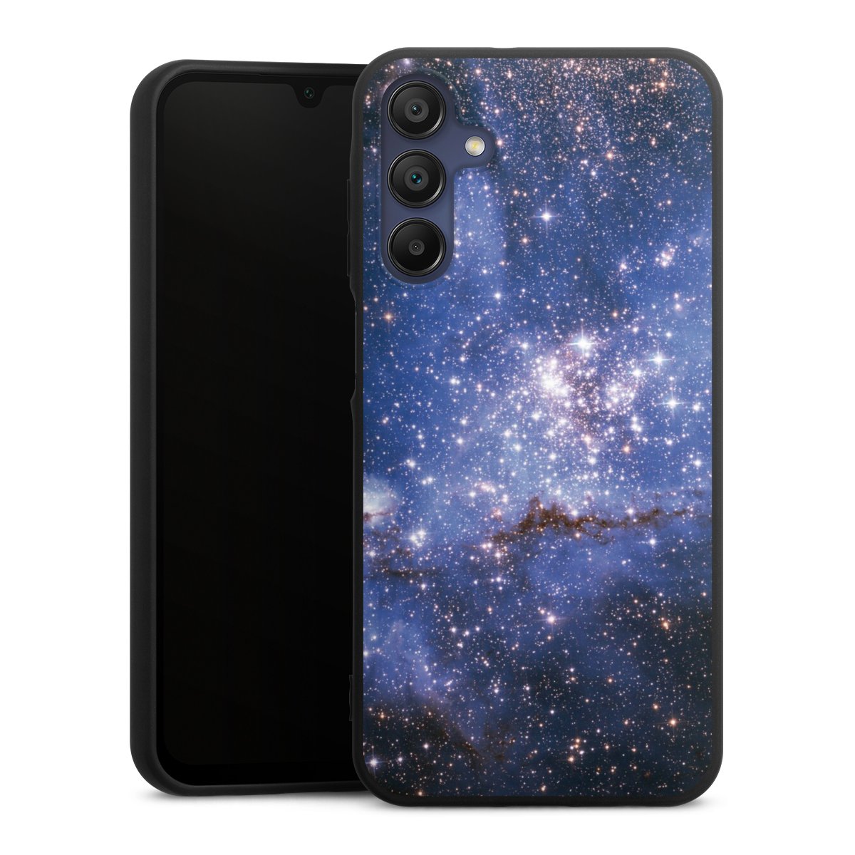 Galaxy A15 5G Handy Premium Silikon Hülle Handyhülle schwarz Case Weltall Galaxy Weltraum Silikon Premium Case