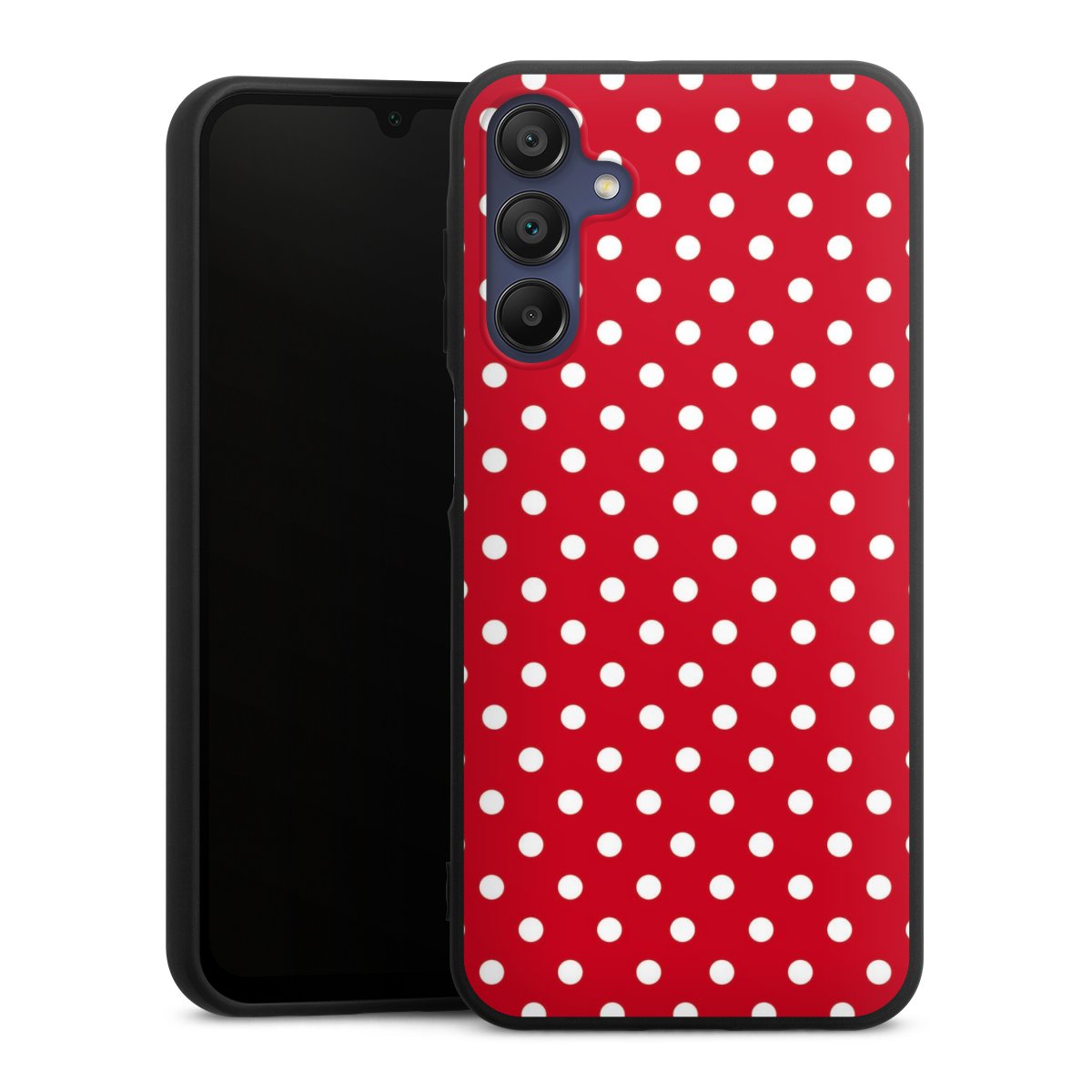 Galaxy A15 5G Handy Premium Silikon Hülle Handyhülle schwarz Case Points Polka Dots Retro Silikon Premium Case