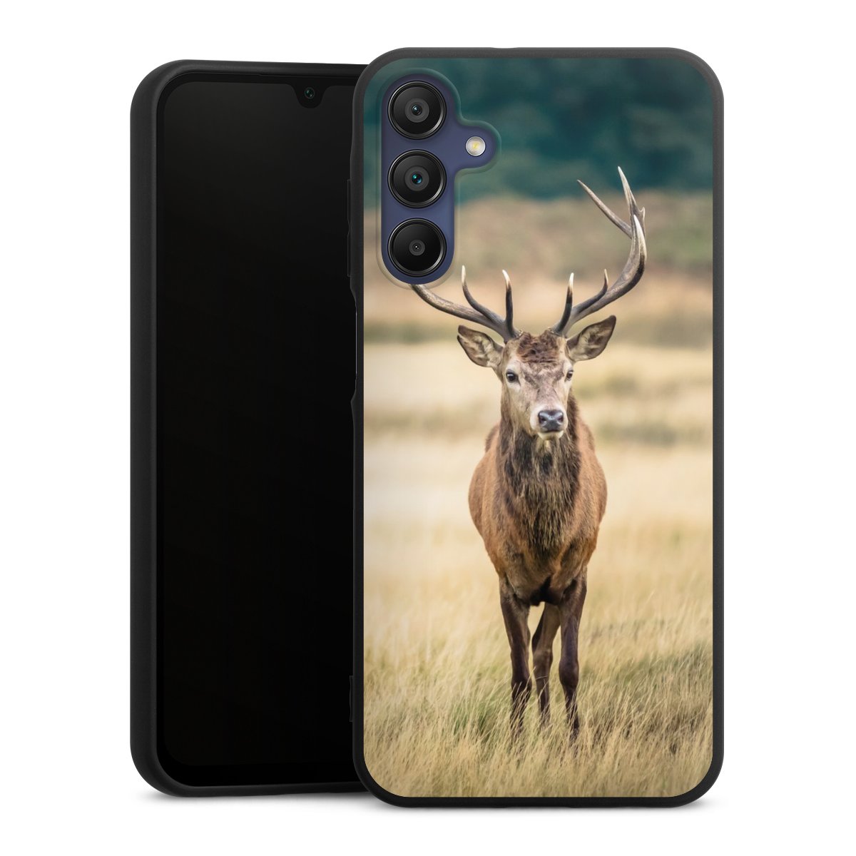 Galaxy A15 5G Handy Premium Silikon Hülle Handyhülle schwarz Case Deer Meadow Forrest Silikon Premium Case