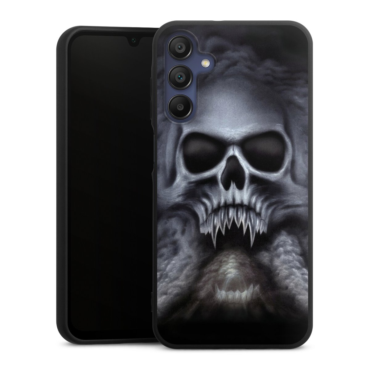 Galaxy A15 5G Handy Premium Silikon Hülle Handyhülle schwarz Case Totenkopf Skull Silikon Premium Case