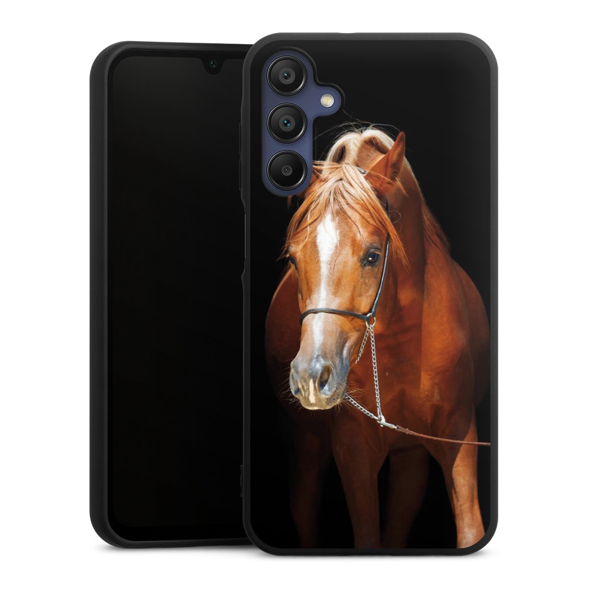 Galaxy A15 5G Handy Premium Silikon Hülle Handyhülle schwarz Case Mare Horse Hobby Silikon Premium Case