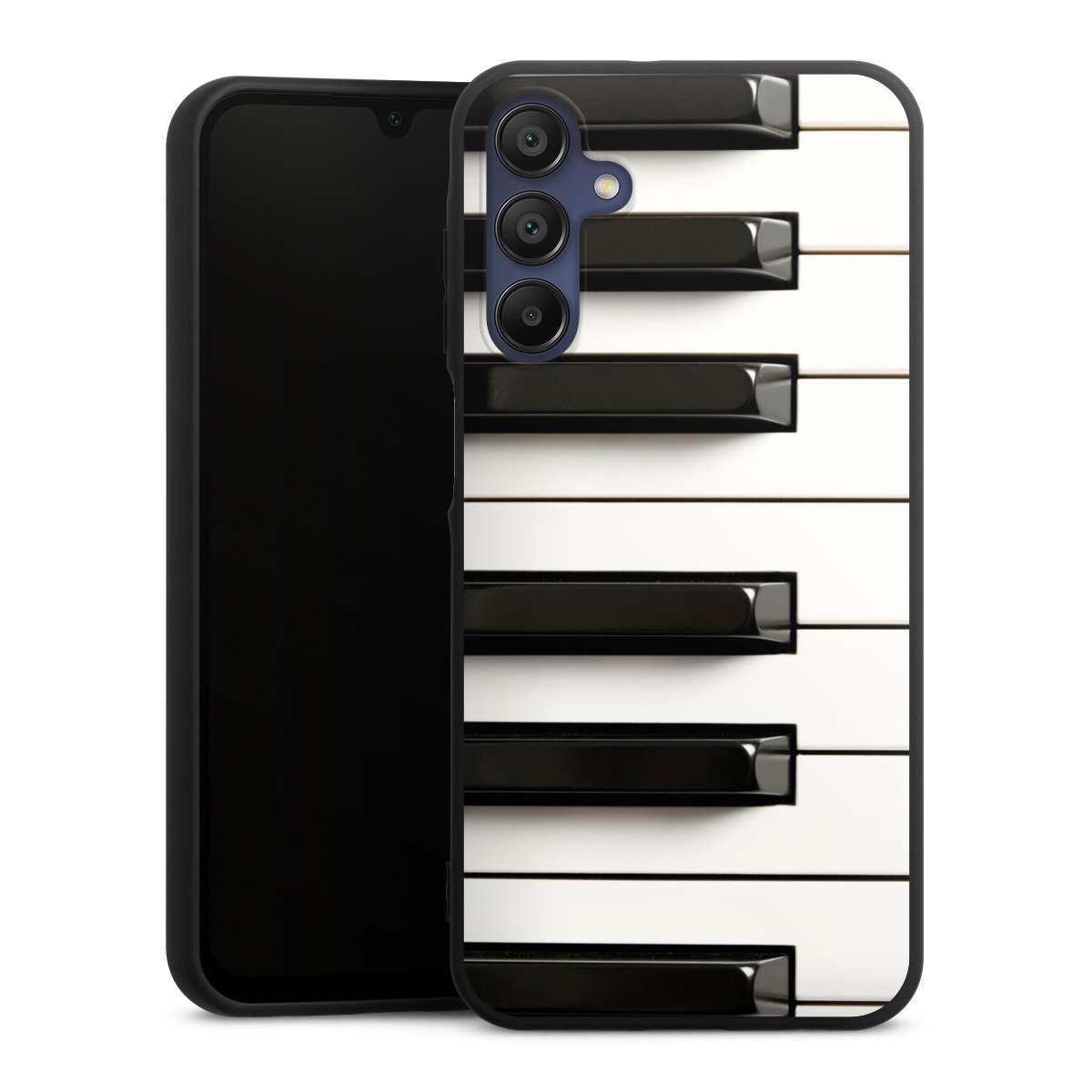 Galaxy A15 5G Handy Premium Silikon Hülle Handyhülle schwarz Case Klavier Piano Music Silikon Premium Case