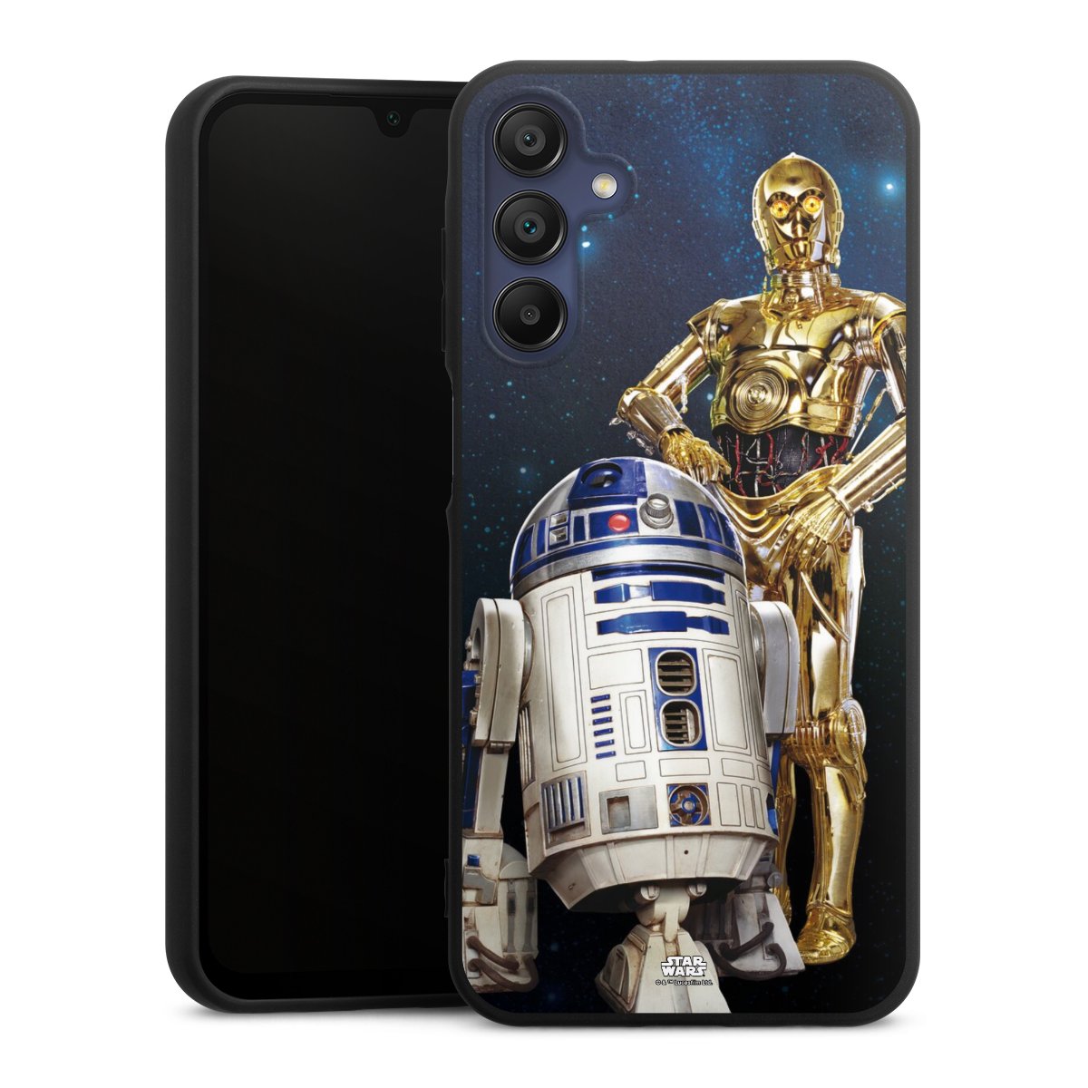 Galaxy A15 5G Handy Premium Silikon Hülle Handyhülle schwarz Case Weltall Star Wars R2d2 Silikon Premium Case