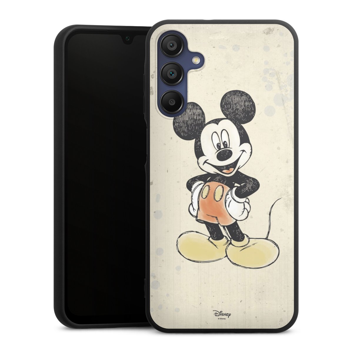 Galaxy A15 5G Handy Premium Silikon Hülle Handyhülle schwarz Case Water Colour Mickey & Minnie Mouse Official Licensed Product Silikon Premium Case