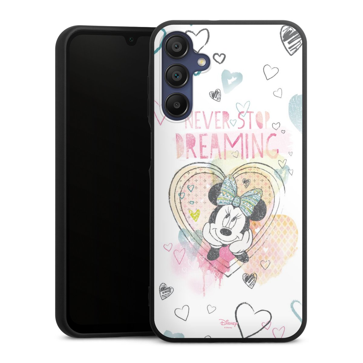 Galaxy A15 5G Handy Premium Silikon Hülle Handyhülle schwarz Case Disney Official Licensed Product Minnie Mouse Silikon Premium Case