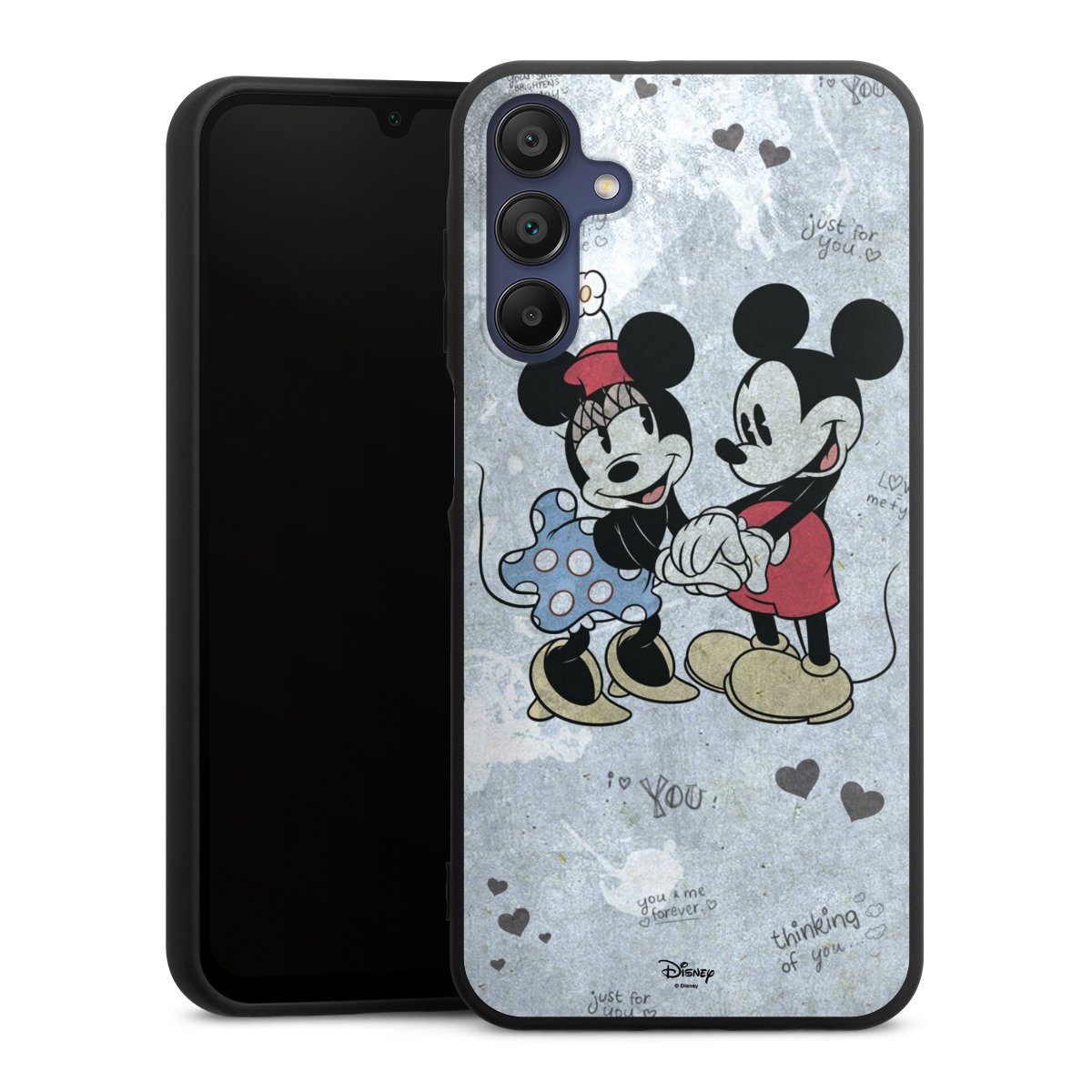 Galaxy A15 5G Handy Premium Silikon Hülle Handyhülle schwarz Case Mickey & Minnie Mouse Vintage Disney Silikon Premium Case