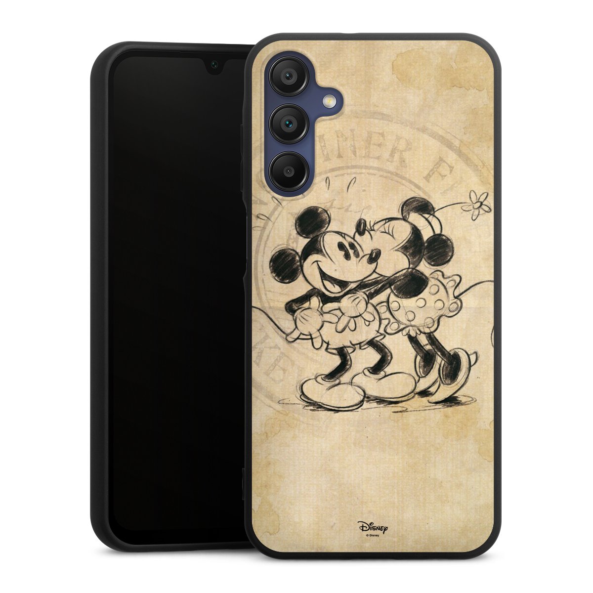 Galaxy A15 5G Handy Premium Silikon Hülle Handyhülle schwarz Case Mickey Mouse Vintage Minnie Mouse Silikon Premium Case