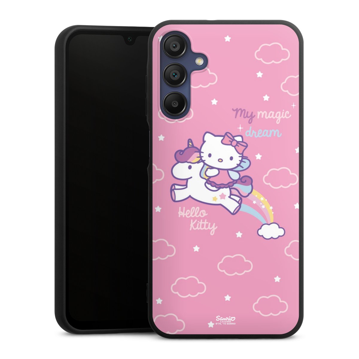 Galaxy A15 5G Handy Premium Silikon Hülle Handyhülle schwarz Case Einhorn Official Licensed Product Hello Kitty Silikon Premium Case