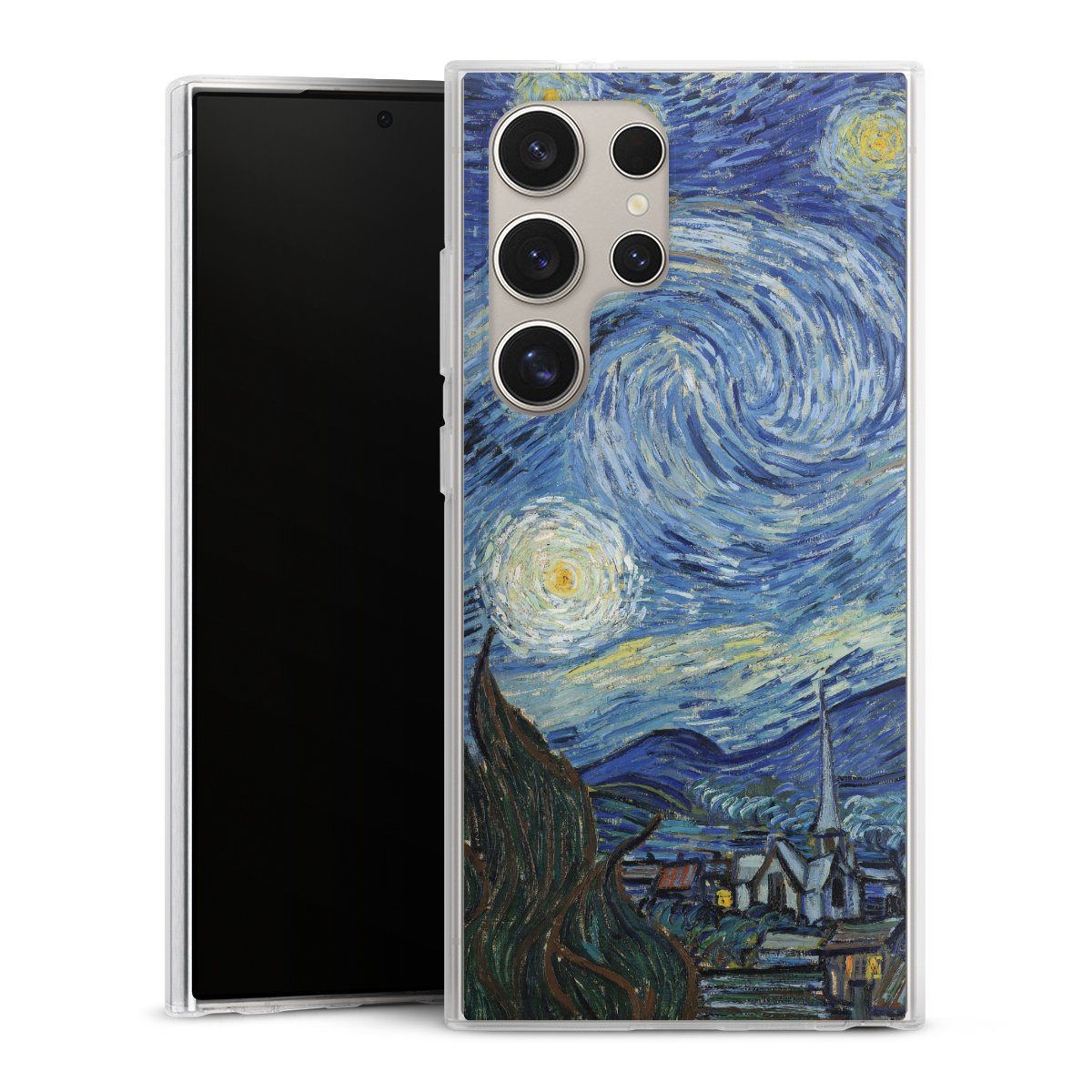 Galaxy S24 Ultra Handy Silikon Hülle Case transparent Handyhülle The Starry Night Kunst Vincent Van Gogh Silikon Case