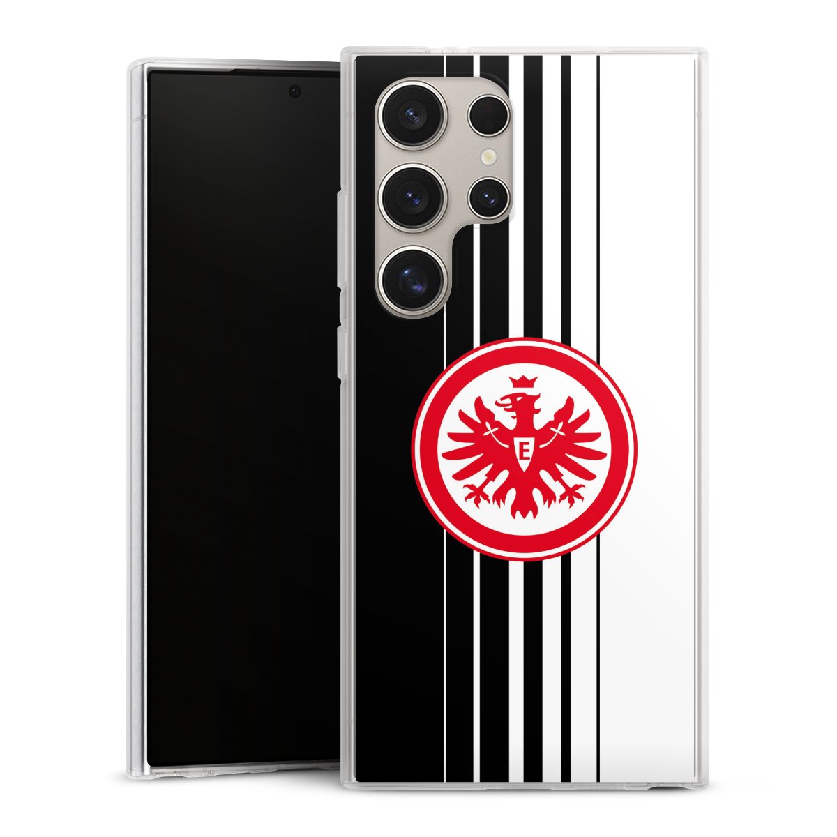 Galaxy S24 Ultra Handy Silikon Hülle Case transparent Handyhülle Stripes Eintracht Frankfurt Official Licensed Product Silikon Case