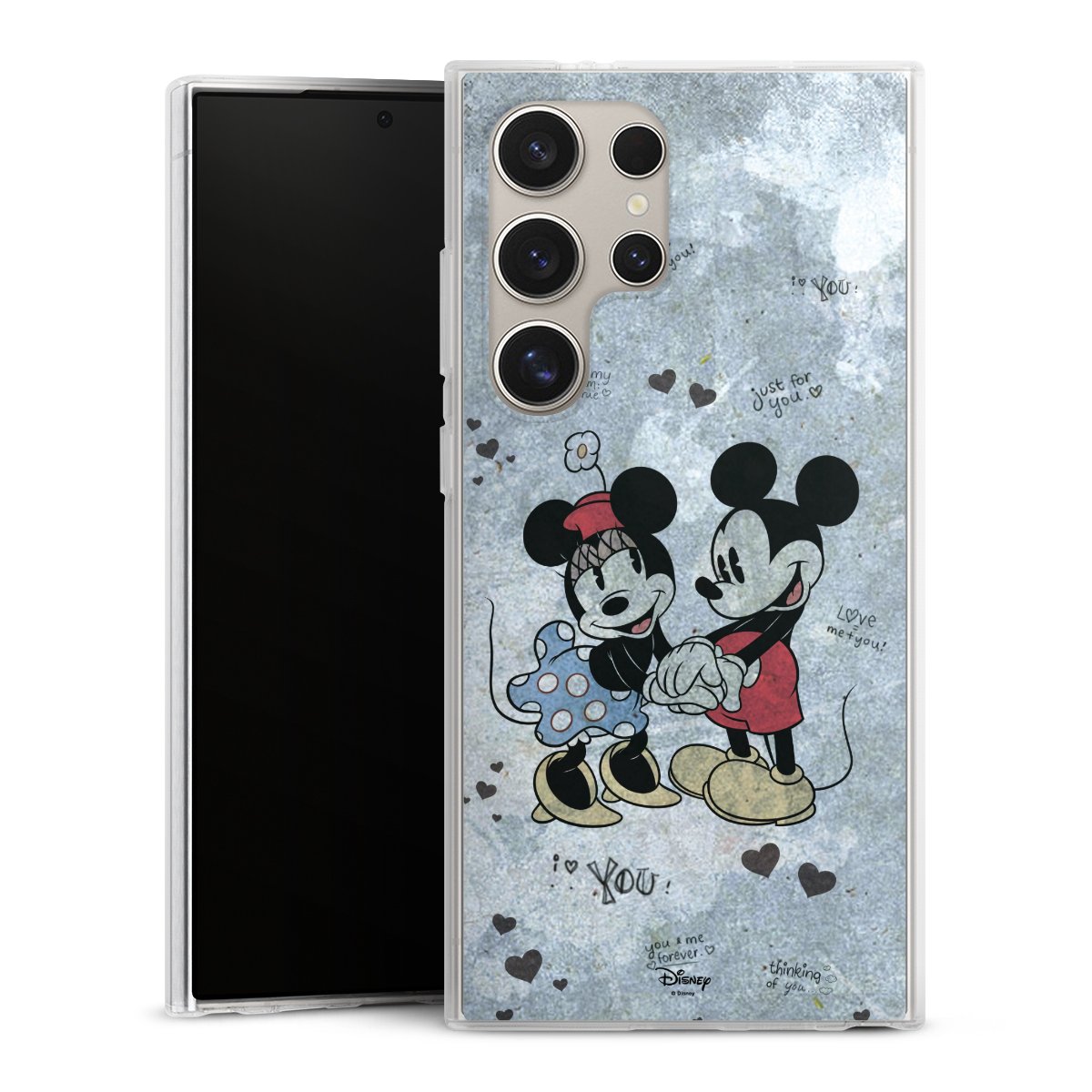 Galaxy S24 Ultra Handy Silikon Hülle Case transparent Handyhülle Mickey & Minnie Mouse Vintage Disney Silikon Case