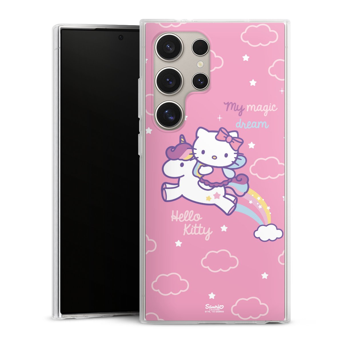 Galaxy S24 Ultra Handy Silikon Hülle Case transparent Handyhülle Einhorn Official Licensed Product Hello Kitty Silikon Case