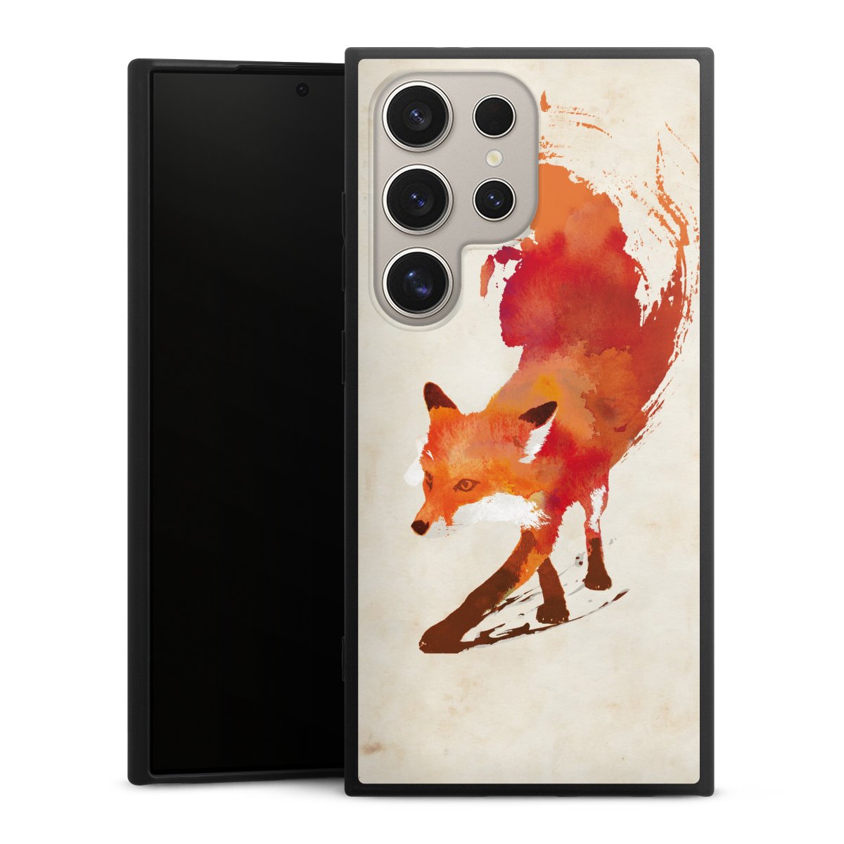 Galaxy S24 Ultra Handy Premium Silikon Hülle Handyhülle schwarz Case Fox Graphic Silikon Premium Case