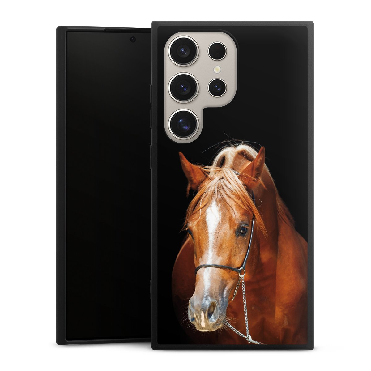 Galaxy S24 Ultra Handy Premium Silikon Hülle Handyhülle schwarz Case Mare Horse Hobby Silikon Premium Case