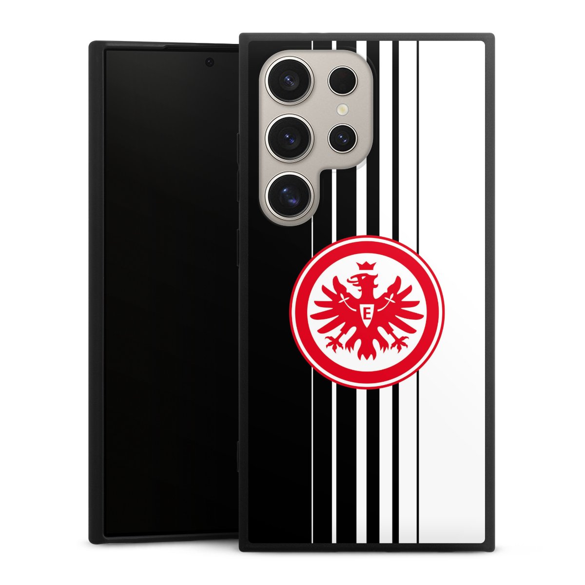 Galaxy S24 Ultra Handy Premium Silikon Hülle Handyhülle schwarz Case Stripes Eintracht Frankfurt Official Licensed Product Silikon Premium Case