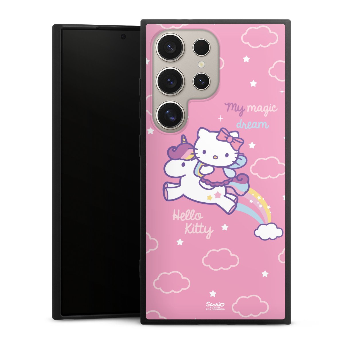 Galaxy S24 Ultra Handy Premium Silikon Hülle Handyhülle schwarz Case Einhorn Official Licensed Product Hello Kitty Silikon Premium Case