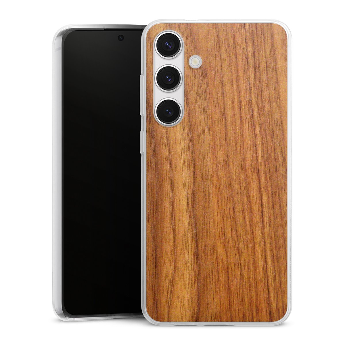 Galaxy S24+ Handy Silikon Hülle Case transparent Handyhülle Wood Larch Wooden Look Silikon Case