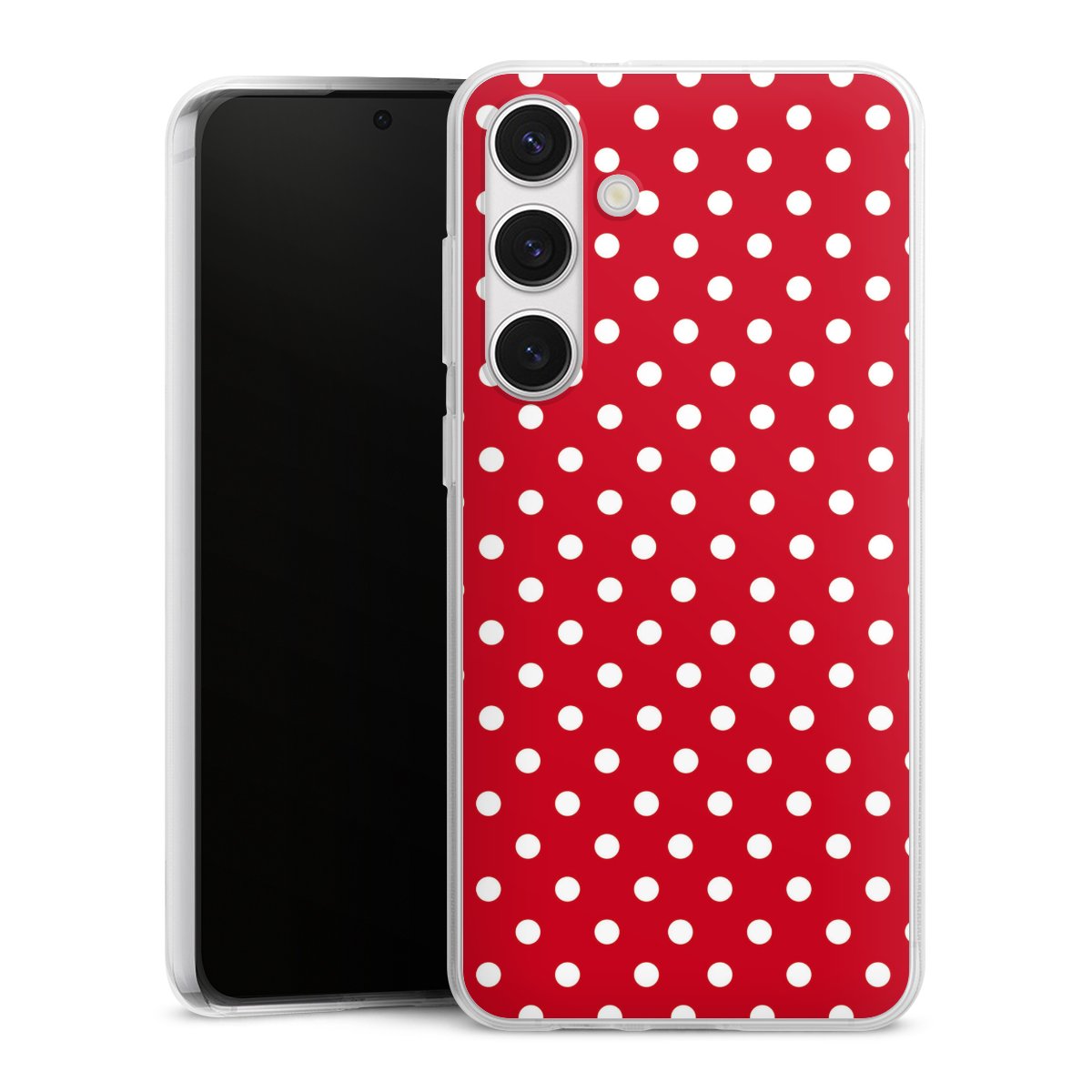 Galaxy S24+ Handy Silikon Hülle Case transparent Handyhülle Points Polka Dots Retro Silikon Case